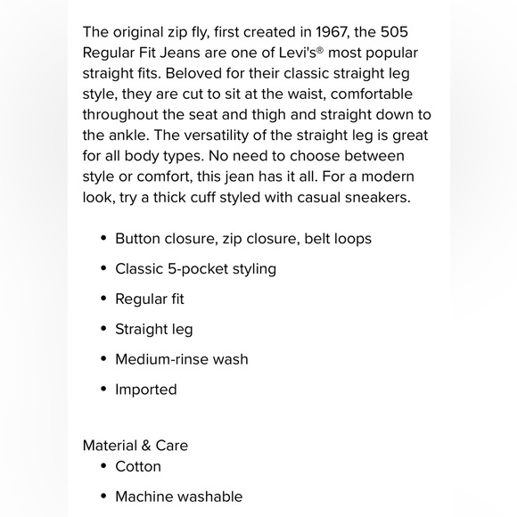 Men’s Levi Strauss & Co 505 Jeans Dark Wash - Picture 11 of 11